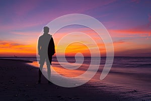 Dramatic sunset on the empty beach