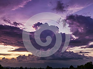 Dramatic sunset evening sky. Fluffy clouds, summer skies, cloudy background. Aerial nature sunrise