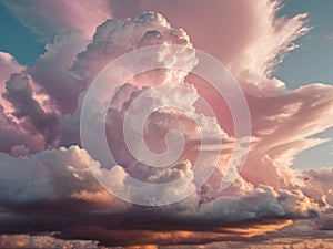 Dramatic sunset evening sky. Fluffy clouds, summer skies, cloudy background. Aerial nature sunrise