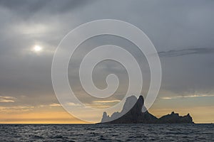 Dramatic sunset near the magic island of Es VedrÃ 