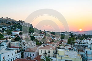 Dramatic sunset over Athens