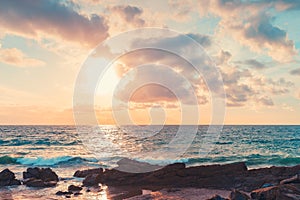 Dramatic sunset over beach