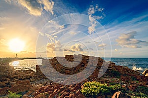 Dramatic sunset over beach