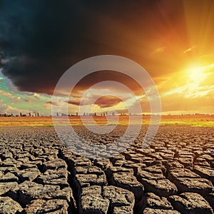 Dramatic sunset over desert