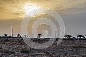Dramatic sunset over an empty road. Outdoors