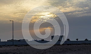 Dramatic sunset over an empty road. Outdoors