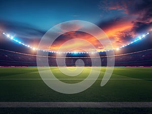 Dramatic Sunset Over Empty Soccer Stadium