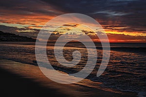 Dramatic Sunset Over the Pacific Ocean, Torrance Beach, Los Angeles County, California