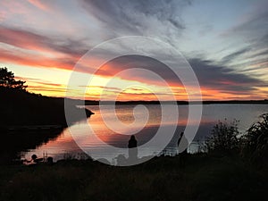 Dramatic Sunset over a Pond