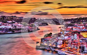 Dramatic sunset over Porto HDR