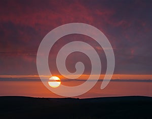 Dramatic sunset over a prairies