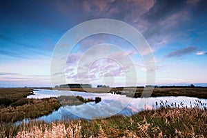 Dramatic sunset over river