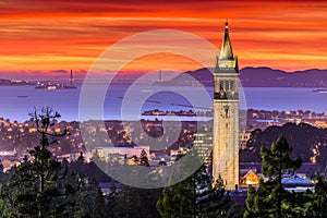 Dramatic Sunset over San Francisco Bay and the Campanile photo