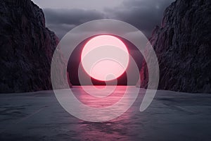 Dramatic sunset over a serene mountain lake