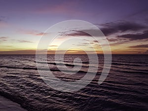 Dramatic sunset over the water on Cuban beach