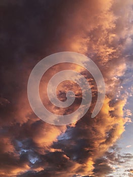 Dramatic sunset with red sky and clouds in the Netherlands