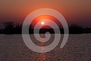 Dramatic Sunset on the River, Chobe National Park, Botswana