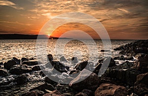 Dramatic sunset on the sea