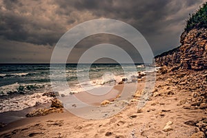 Dramatic sunset on the sea