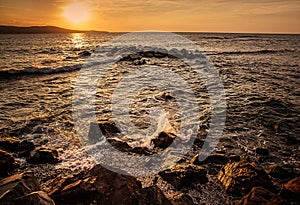 Dramatic sunset on the sea