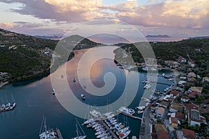 Dramatic sunset in Sivota Bay, Lefkada