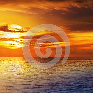 Dramatic sunset sky with clouds