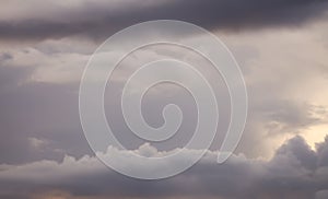 Dramatic sunset sky with clouds