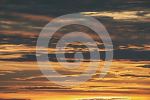 Dramatic cloudscape at dusk sky