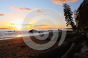 Vancouver Island Sunset at Sombrio Beach in Juan de Fuca Marine Park, British Columbia, Canada photo
