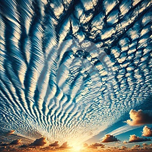 Dramatic Sunset with Striking Cloud Patterns Across the Sky AI-GENERATED