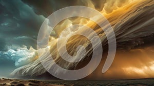 Dramatic Supercell Storm Clouds Over Desert Landscape
