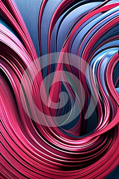 Dramatic Swirls in Vibrant Red and Pink Hues Unfolding, Modern Abstract Art, Generative AI