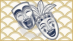 Dramatic theatre masks, performance art and stage expression vector design Generative AI