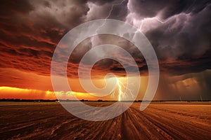 Dramatic thunderstorm sky for sky replacements with vibrant colors - background stock concepts