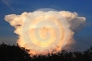 Dramatic unique cloud on beautiful blue sky