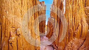 The dramatic and unique patterns of Slot Canyons in Cathedral Gorge in the Nevada Desert