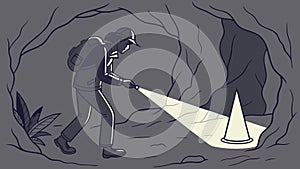 Explorer in Cave with Light Vector, Discovery, Adventure, vector design Generative AI