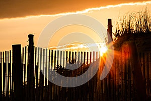 Dramatic vibrant colorful east coast sunset