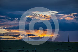 Dramatic vibrant sunset scenery in Three Forks, Montana