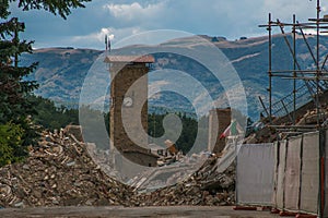 Dramatic view of Amatrice destroyed by earthquake photo