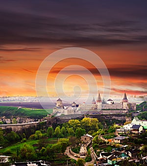 Dramatic view on the castle in Kamianets-Podilskyi