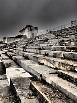Dramatic view of the defunct main tribune