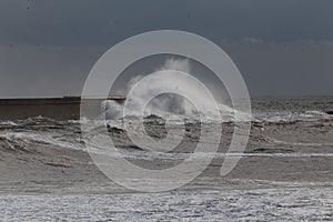 Leixoes harbor during storm photo