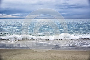 Dramatic view of sea or ocean in a cloudy day with waves