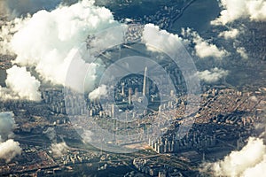 Dramatic view of Songpa district, Seoul from the Sky photo