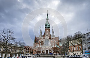 Dramatic view of St. Joseph Church in Podgorze, Krakow