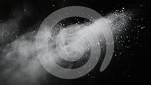 Dramatic White Powder Explosion on Black Background Abstract Texture