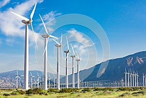 Dramatic Wind Turbine Farm in the Deserts of California.