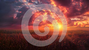 dramatical cornfield sunset