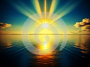 dramatical sunset landscape on the beach